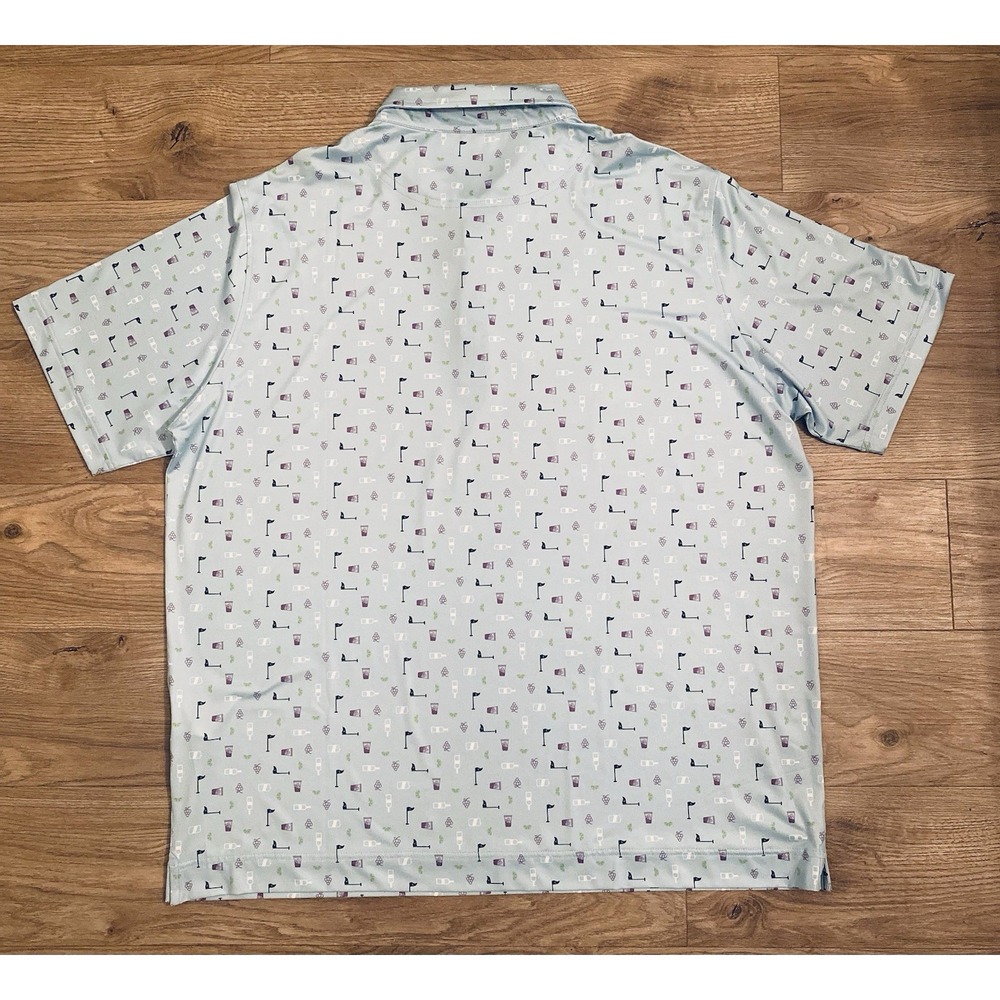 NEW Deolax Golf Polo Blue Cocktail All Over Print‎ XXL NWT - Picture 4 of 7